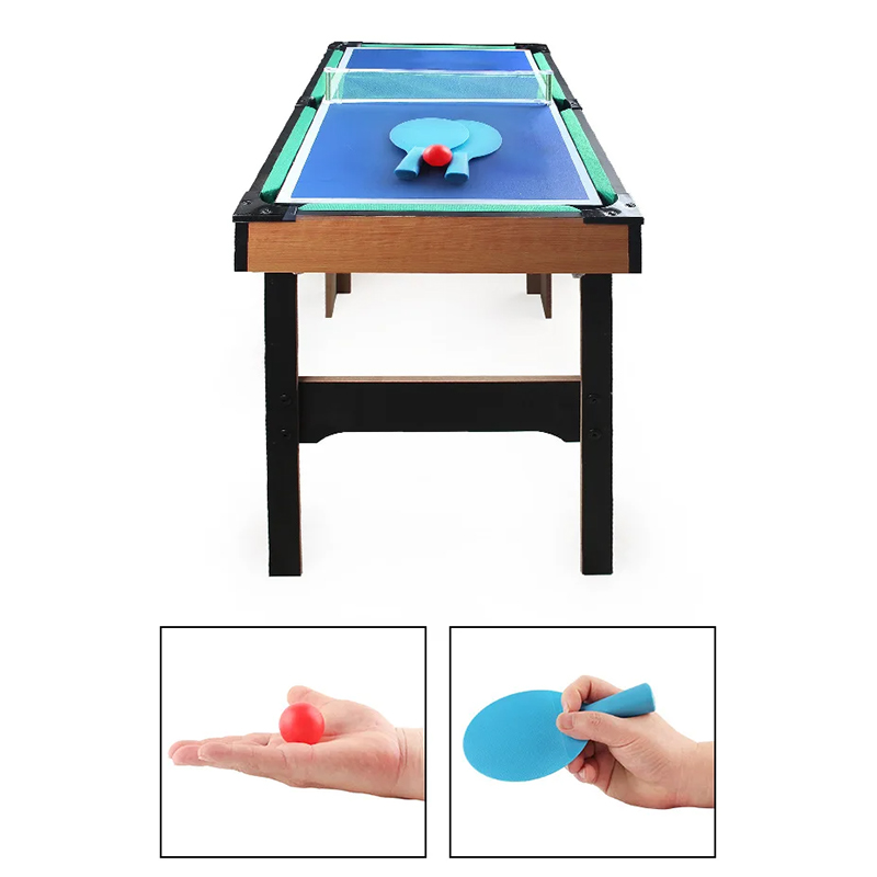 4-i-1 flerspillbord med bordfotball, airhockey, bordtennis og basseng
