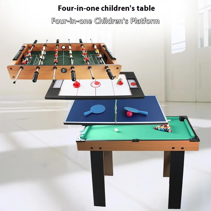 4-i-1 flerspillbord med bordfotball, airhockey, bordtennis og basseng