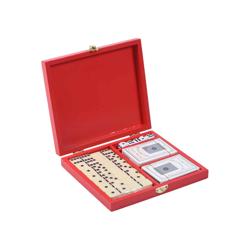 Bærbar Redwood Box dobbeltspillsett (Domino og poker)