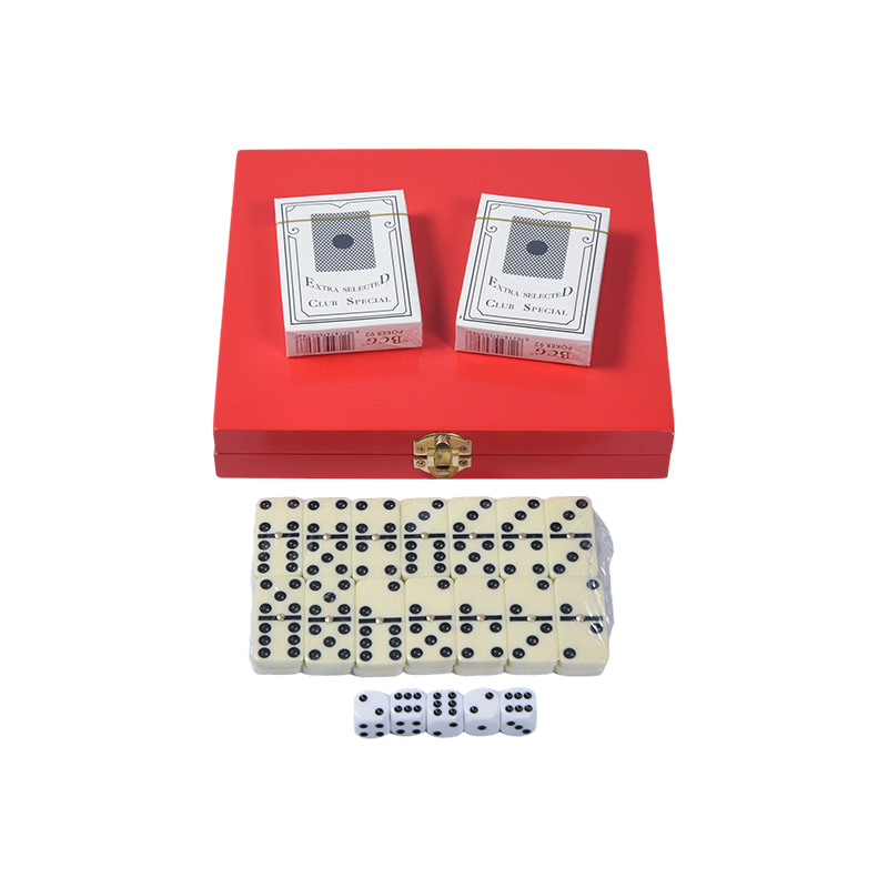 Bærbar Redwood Box dobbeltspillsett (Domino og poker)