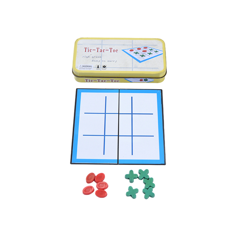 Bærbart klassisk Tic-Tac-Toe-sett med oppbevaringsveske i metall