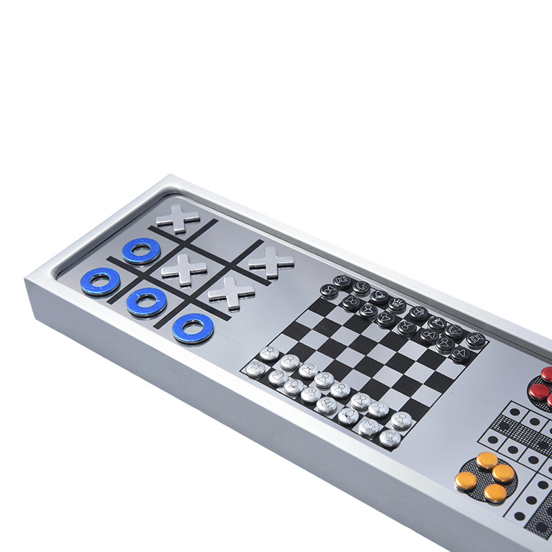 Aluminiumslegering Magnetisk 3-i-1 SJAKKspillsett