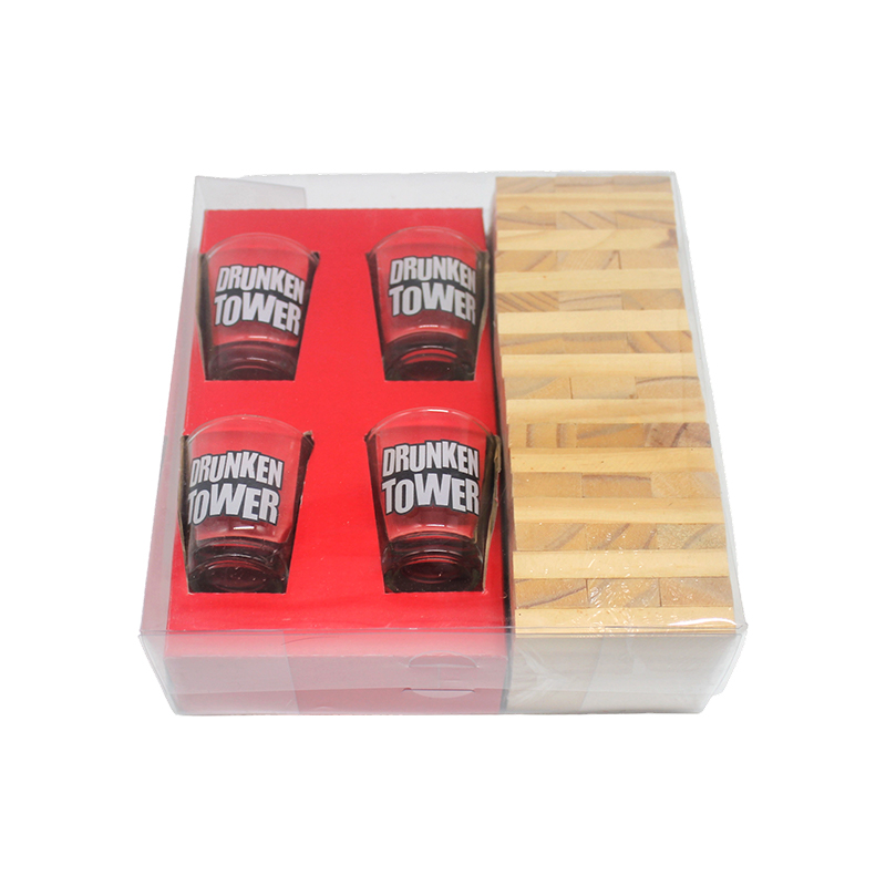 Drikke Jenga-sett i tre med shotglass