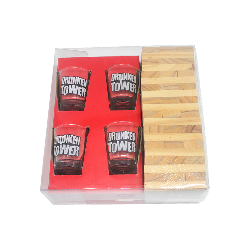 Drikke Jenga-sett i tre med shotglass