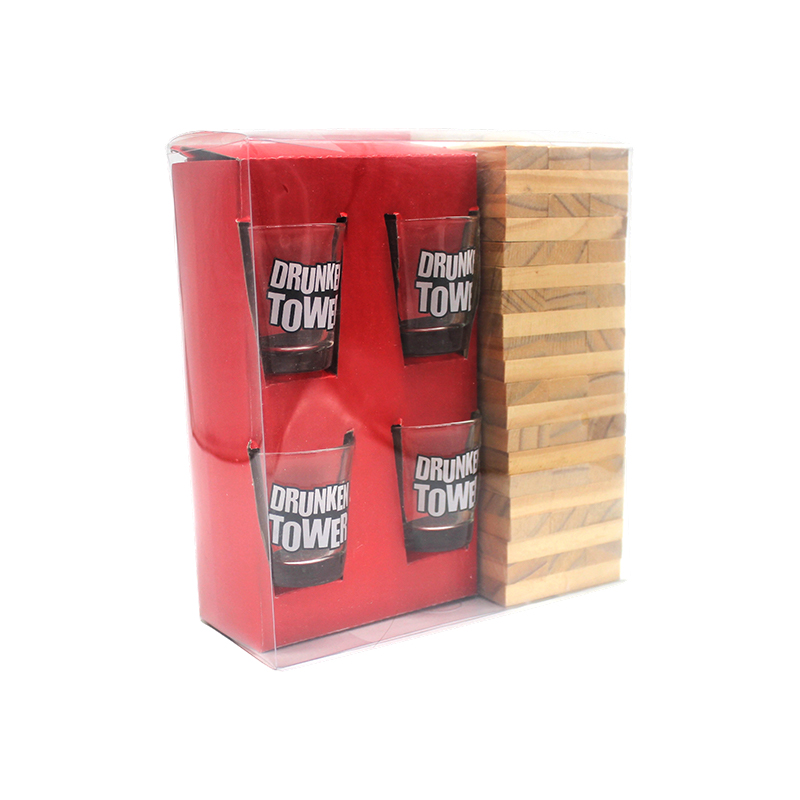 Drikke Jenga-sett i tre med shotglass