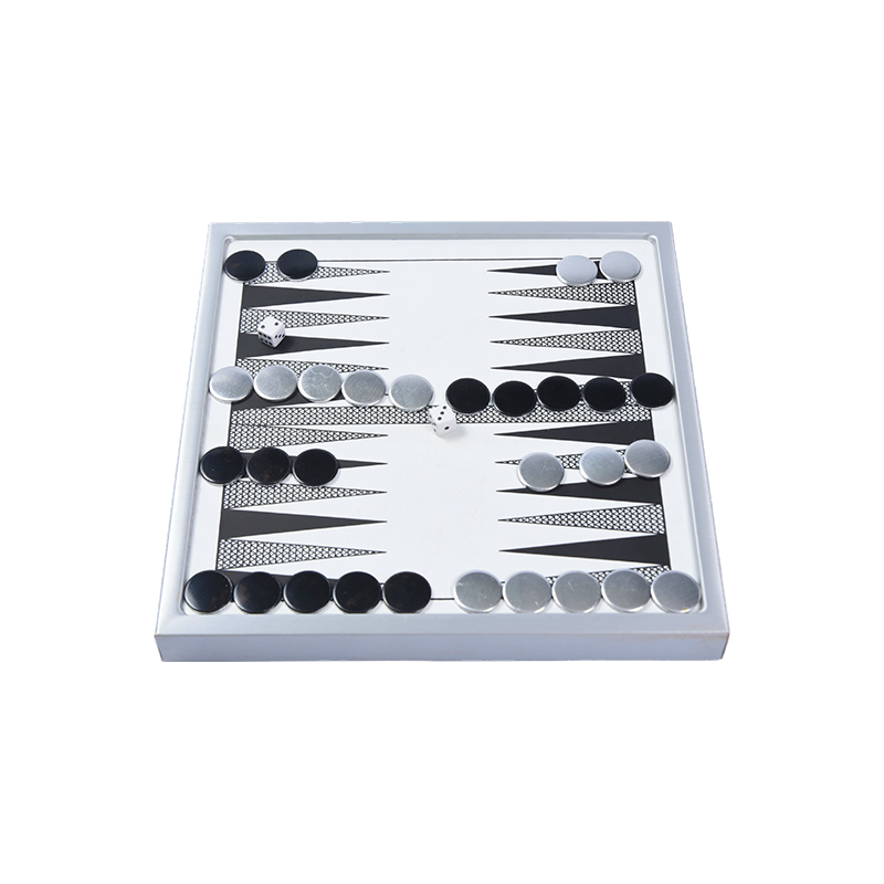 Premium Backgammon-sett i aluminium - Moderne bordplateutgave