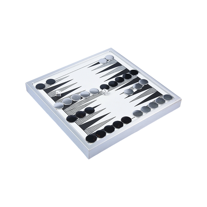 Premium Backgammon-sett i aluminium - Moderne bordplateutgave