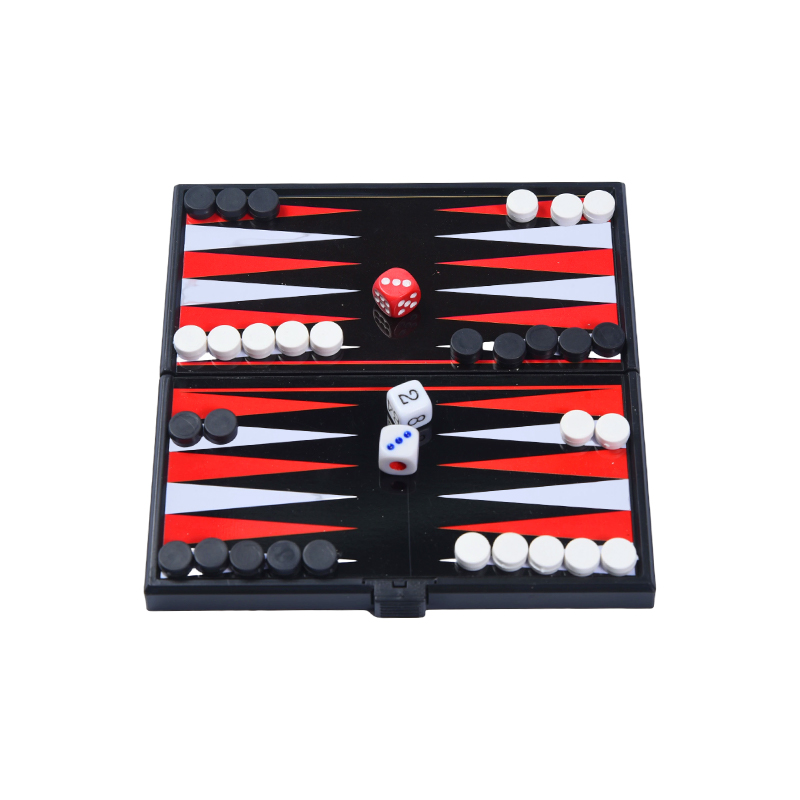Bærbart magnetisk dobbeltsidig backgammon-spillsett