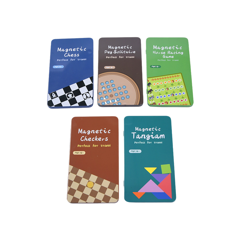 5-i-1 bærbart tinnspillsamling Multi-Game magnetisk reisesett