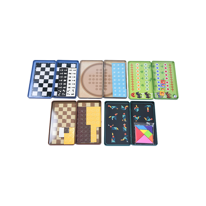 5-i-1 bærbart tinnspillsamling Multi-Game magnetisk reisesett