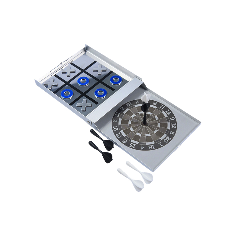 Portable Metal Case Edition Magnetic Dart og Tic-Tac-Toe Combo Game