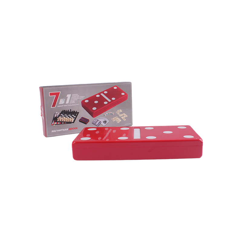 Red Polka-Dot Edition - klassisk domino- og krybbesett