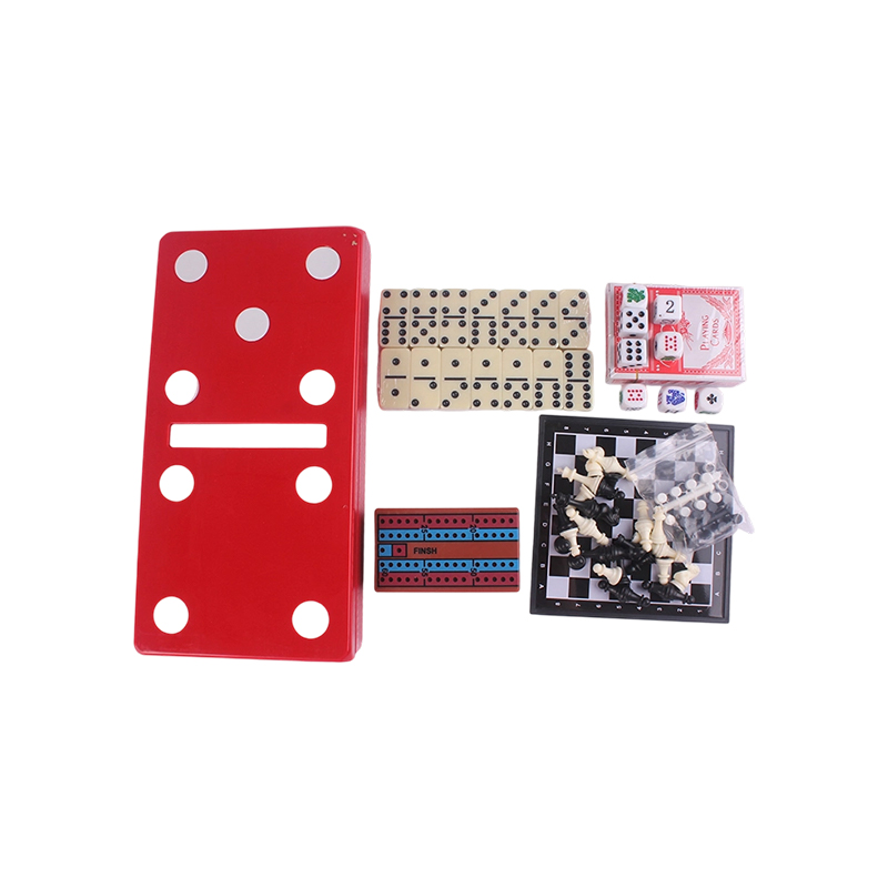 Red Polka-Dot Edition - klassisk domino- og krybbesett