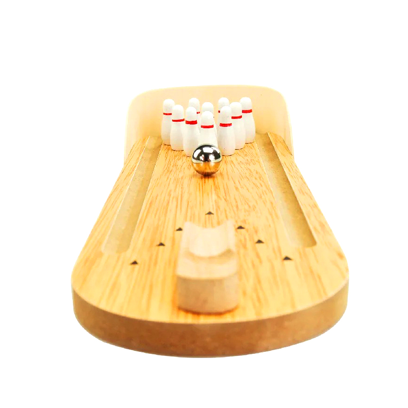 Kompakt tresett med stålkuler og pinner Mini Desktop Bowling Game