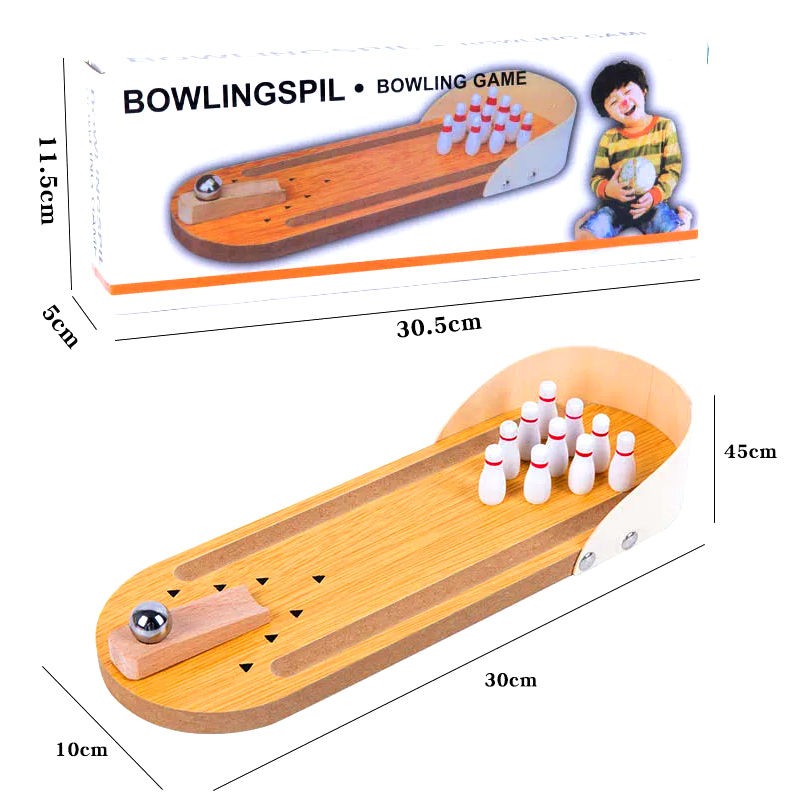 Kompakt tresett med stålkuler og pinner Mini Desktop Bowling Game