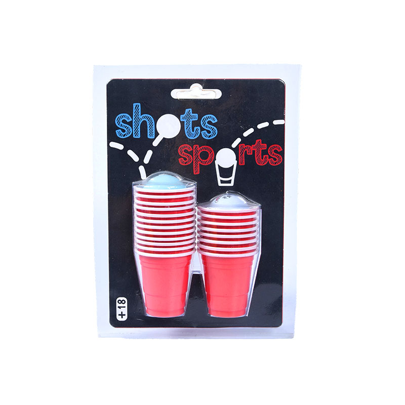 Shots Sports plastkopper - 18-delers sett for Beer Pong og drikkeleker