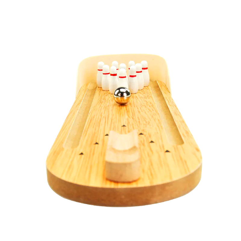 Kompakt tresett med stålkuler og pinner Mini Desktop Bowling Game