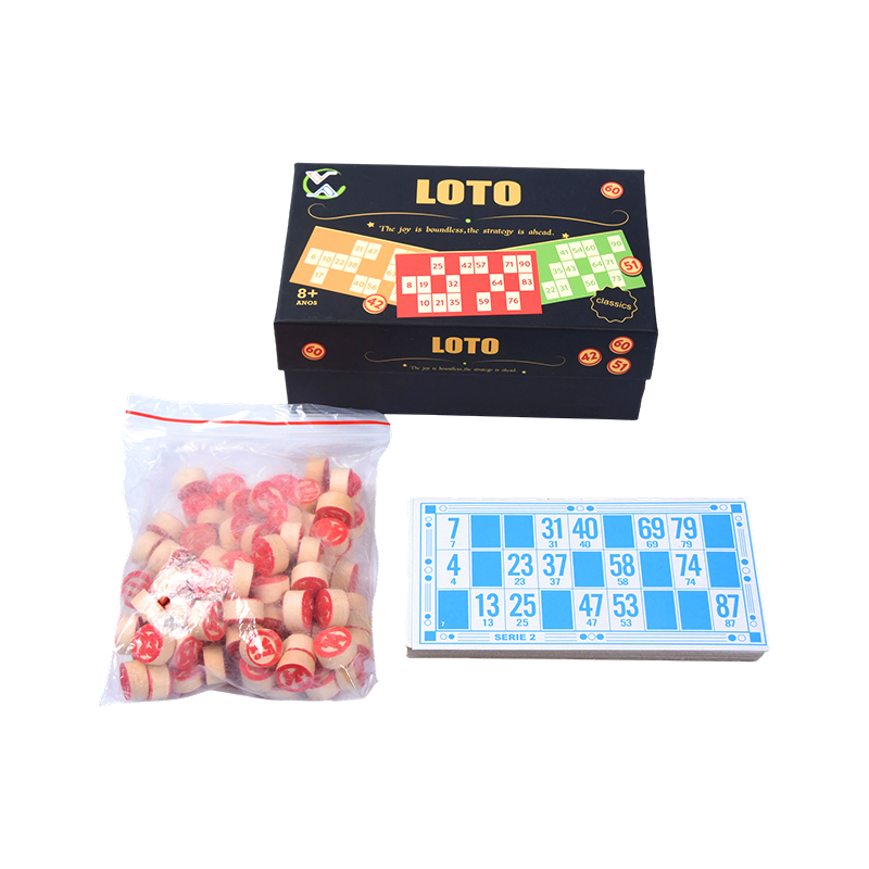 LOTO (Bingo-stil) spillsett – komplett med tokens, kort og oppbevaringsboks