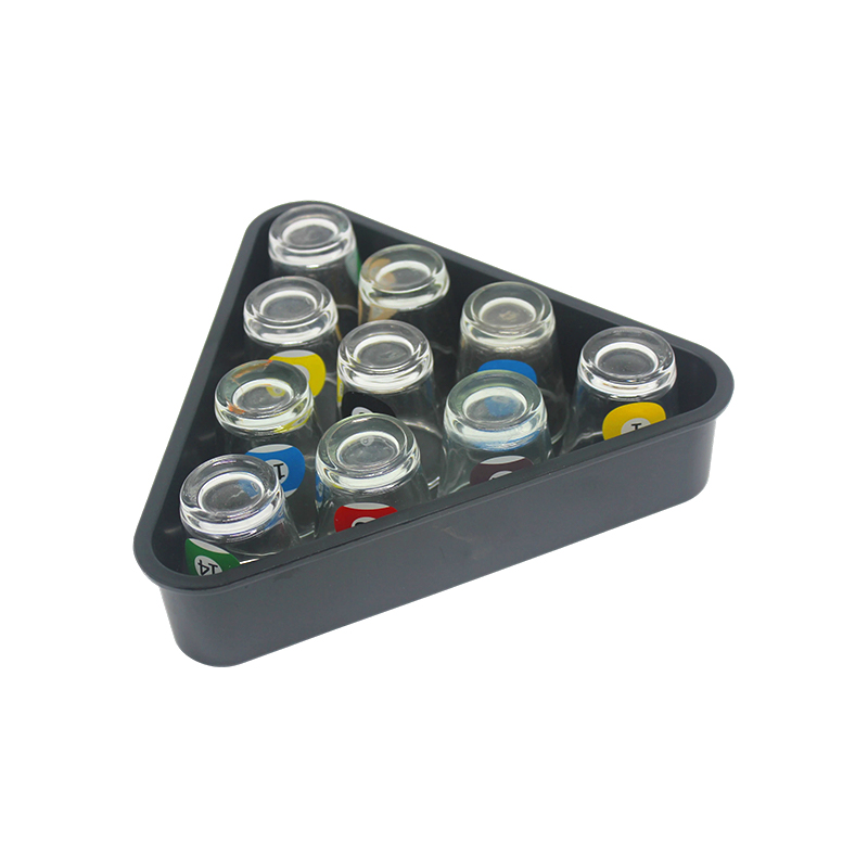 10 glass med biljardballnummer Pool-tema shotglasssett med trekantstativ